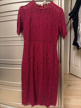 Francesca's Collections Burgundy Lace Midi Dress
